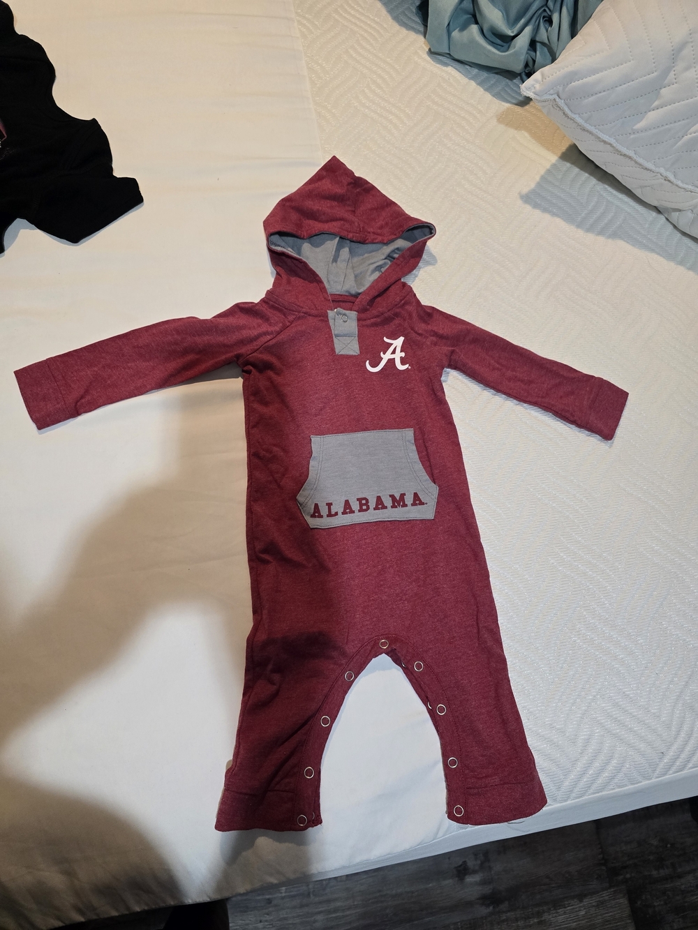 Alabama Infant Hooded One-Piece Romper - Crimson/Gray